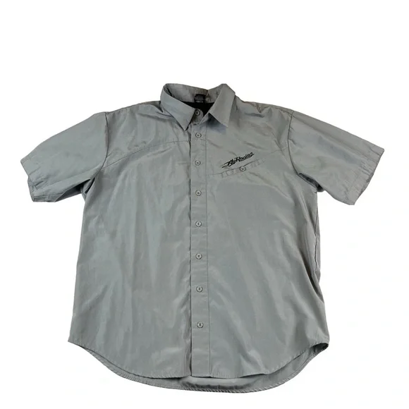 FLY Racing Grey Collared Button Up Short Sleeve Shirt Size Large - Picture 1 of 11